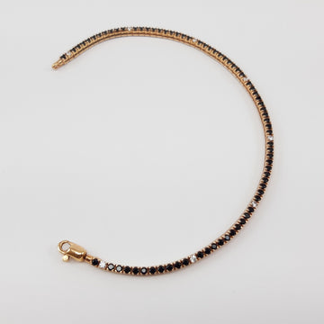 BRACCIALE TENNIS IN ORO ROSE' CON SPINELLI NERI E ZIRCONI