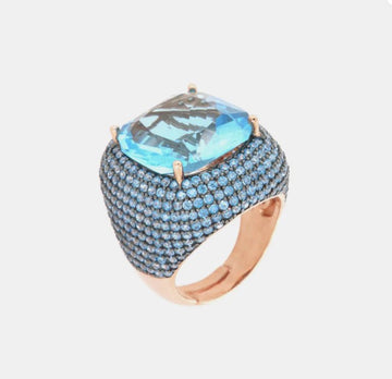 ANELLO FASCIA CON ZIRCONE AZZURRO