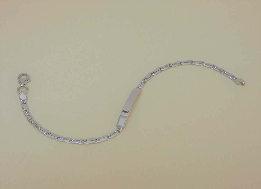 BRACCIALE UOMO IN ORO BIANCO CON PIASTRINA