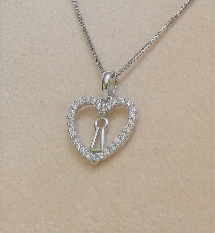 CIONDOLO IN ORO BIANCO CON ZIRCONI